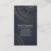 Yoga Meditation Instructor Gold Mandala Navy Blue Visitenkarte (Rückseite)