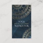 Yoga Meditation Instructor Gold Mandala Navy Blue Visitenkarte (Vorderseite)