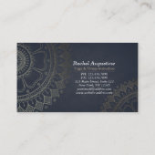 Yoga Meditation Instructor Gold Mandala Navy Blue Visitenkarte (Rückseite)