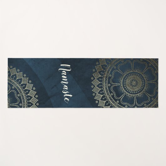 Yoga Meditation Instructor Gold Mandala Navy Blue Yogamatte (Vorderseite (Horizontal))