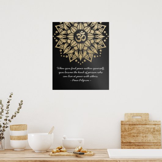 Yoga Meditation Instructor Gold Mandala Om Symbol Poster (Küche)