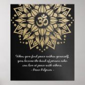 Yoga Meditation Instructor Gold Mandala Om Symbol Poster (Vorne)