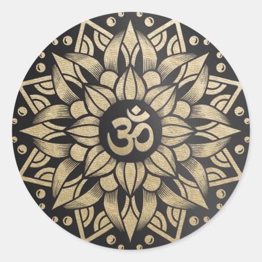 Yoga Meditation Instructor Gold Mandala Om Symbol Runder Aufkleber (Vorderseite)