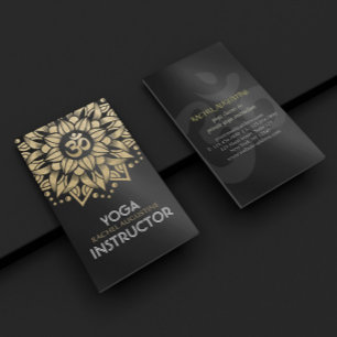 Yoga Meditation Instructor Gold Mandala Om Symbol Visitenkarte