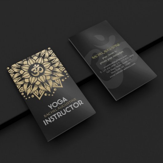Yoga Meditation Instructor Gold Mandala Om Symbol Visitenkarte