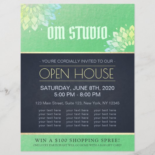 Yoga Meditation Instructor Gold Mandala Open House Flyer (Vorne)