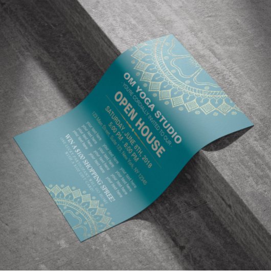 Yoga Meditation Instructor Gold Mandala Open House Flyer