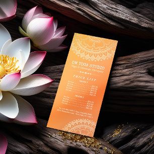 Yoga Meditation Instructor Gold Mandala Preisliste Werbekarte