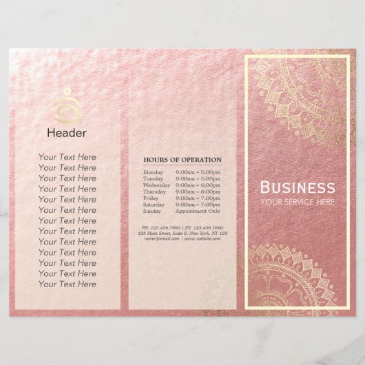 Yoga Meditation Instructor Gold Mandala Tri-Fold (Vorderseite)