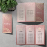 Yoga Meditation Instructor Gold Mandala Tri-Fold<br><div class="desc">Yoga Fitness Studio / Meditation Instructor / Personal Trainer / Life Coach / Heiler / Reiki Master / Massage Therapy Tri-Falten Broschüren Template - Moderne Chic Imitate Gold Foil Floral Mandala Symbole auf rosa goldenen Foil Hintergrund.</div>