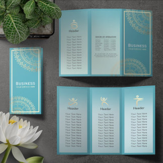 Yoga Meditation Instructor Gold Mandala Tri-Fold