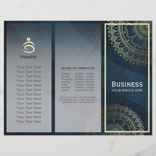 Yoga Meditation Instructor Gold Mandala Tri-Fold (Vorderseite)