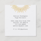 Yoga Meditation Instructor Gold Sun Mandala Quadratische Visitenkarte (Rückseite)