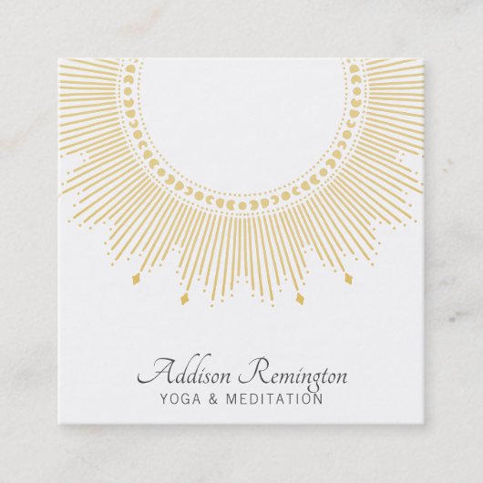 Yoga Meditation Instructor Gold Sun Mandala Quadratische Visitenkarte (Vorderseite)