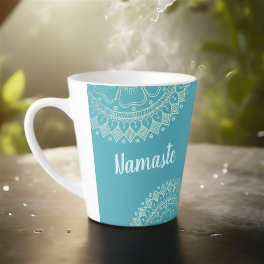 Yoga Meditation Instructor Green Blue Gold Mandala Milchtasse