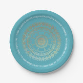 Yoga Meditation Instructor Green Blue Gold Mandala Pappteller (Vorderseite)
