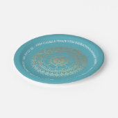 Yoga Meditation Instructor Green Blue Gold Mandala Pappteller (Schrägansicht)