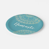 Yoga Meditation Instructor Green Blue Gold Mandala Pappteller (Schrägansicht)