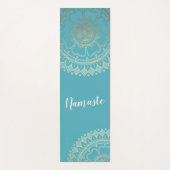 Yoga Meditation Instructor Green Blue Gold Mandala Yogamatte (Vorderseite)