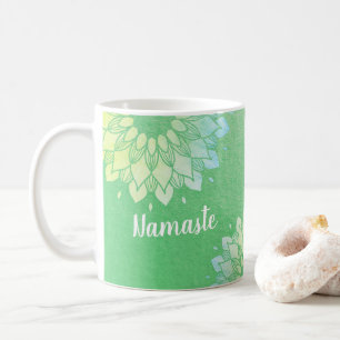 Yoga Meditation Instructor Green Gold Foil Mandala Kaffeetasse