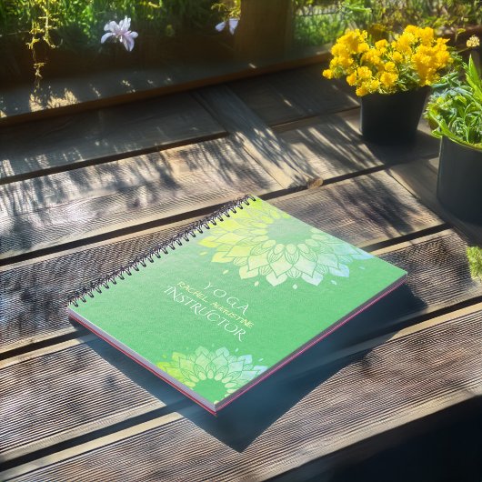 Yoga Meditation Instructor Green Gold Foil Mandala Notizblock