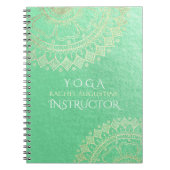 Yoga Meditation Instructor Green Gold Foil Mandala Notizblock (Vorderseite)