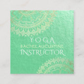 Yoga Meditation Instructor Green Gold Foil Mandala Quadratische Visitenkarte (Vorderseite)