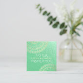 Yoga Meditation Instructor Green Gold Foil Mandala Quadratische Visitenkarte (Stehend Vorderseite)