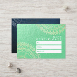 Yoga Meditation Instructor Green Gold Foil Mandala Rabattkarte