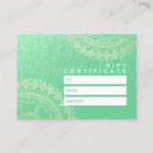 Yoga Meditation Instructor Green Gold Foil Mandala Rabattkarte (Vorderseite)