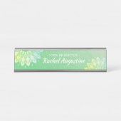 Yoga Meditation Instructor Green Gold Foil Mandala Schreibtischnamensplakette (Vorderseite )