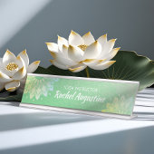 Yoga Meditation Instructor Green Gold Foil Mandala Schreibtischnamensplakette