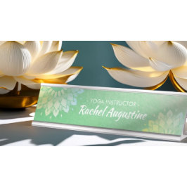 Yoga Meditation Instructor Green Gold Foil Mandala Schreibtischnamensplakette