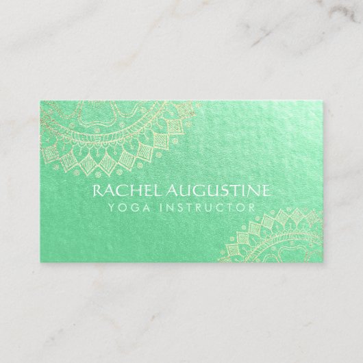 Yoga Meditation Instructor Green Gold Foil Mandala Terminkarte (Vorderseite)
