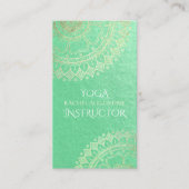 Yoga Meditation Instructor Green Gold Foil Mandala Visitenkarte (Vorderseite)