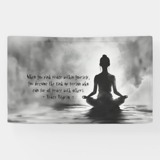 Yoga Meditation Instructor Lotus Pose Tinte Malere Banner (Horizontal)