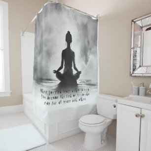Yoga Meditation Instructor Lotus Pose Tinte Malere Duschvorhang
