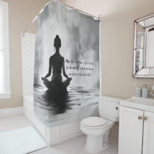 Yoga Meditation Instructor Lotus Pose Tinte Malere Duschvorhang