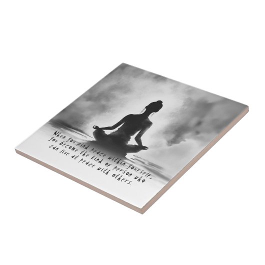 Yoga Meditation Instructor Lotus Pose Tinte Malere Fliese (Seite)