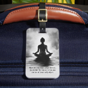 Yoga Meditation Instructor Lotus Pose Tinte Malere Gepäckanhänger