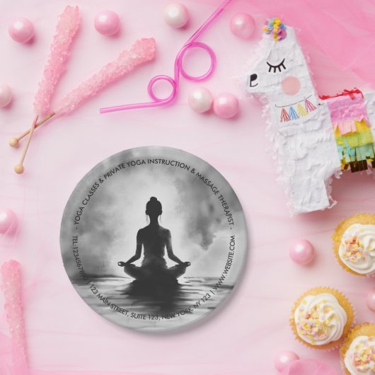 Yoga Meditation Instructor Lotus Pose Tinte Malere Pappteller (Party)