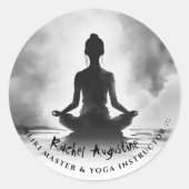 Yoga Meditation Instructor Lotus Pose Tinte Malere Runder Aufkleber (Vorderseite)