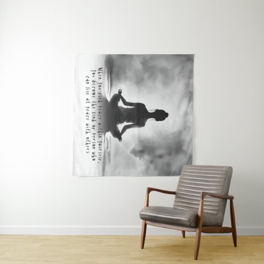 Yoga Meditation Instructor Lotus Pose Tinte Malere Wandteppich (Beispiel (Horizontal))