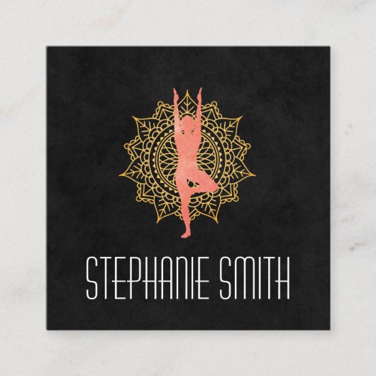 Yoga Meditation Instructor | Mandala Quadratische Visitenkarte (Vorderseite)