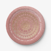 Yoga Meditation Instructor Pink Gold Foil Mandala Pappteller (Vorderseite)