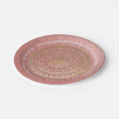 Yoga Meditation Instructor Pink Gold Foil Mandala Pappteller (Schrägansicht)