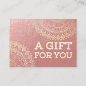 Yoga Meditation Instructor Pink Gold Foil Mandala Rabattkarte (Vorderseite)