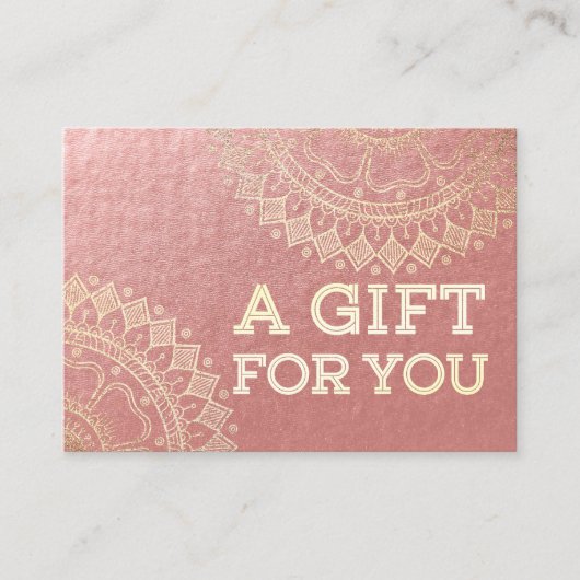 Yoga Meditation Instructor Pink Gold Foil Mandala Rabattkarte (Vorderseite)
