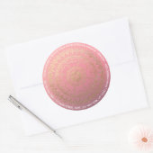 Yoga Meditation Instructor Pink Gold Foil Mandala Runder Aufkleber (Umschlag)
