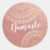 Yoga Meditation Instructor Pink Gold Foil Mandala Runder Aufkleber (Vorderseite)